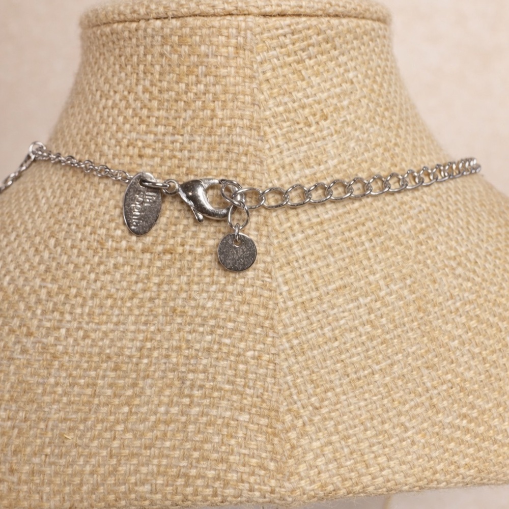 LIA SOPHIA Long Silver Tone Disc Station Necklace Dangle Coin Shape Signed 32" - Picture 2 of 2